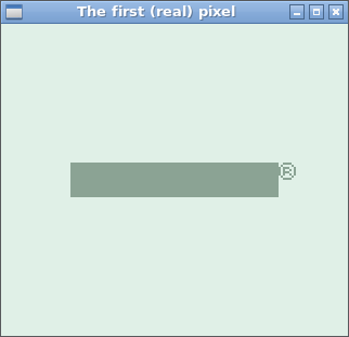 A screenshot of the emulator showing a greyish green bar and ® in the middle.