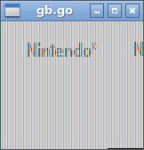 A screenshot of a very early version of my emulator, showing a garbled version of the Nintendo logo as well as black pixels at the bottom right.