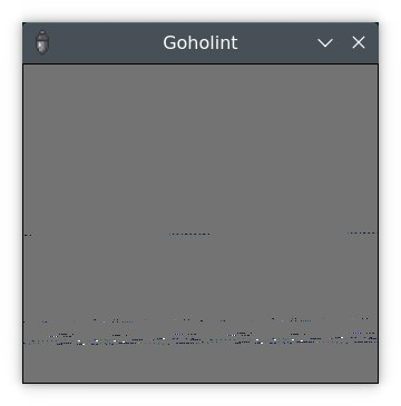 A screenshot of a Goholint window that’s almost entirely gray except for a few sparse and random-looking pixels.