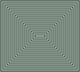 An animation showing a pattern of concentric rectangles in the four available shades appearing to be moving inwards due to palette cycling.