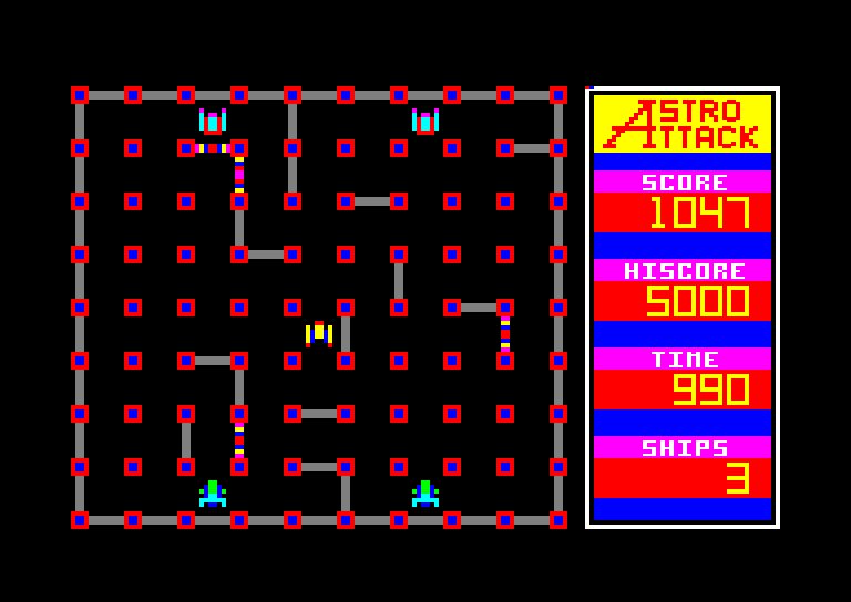 A screenshot of the beginning of a level in Astro Attack on Amstrad CPC.