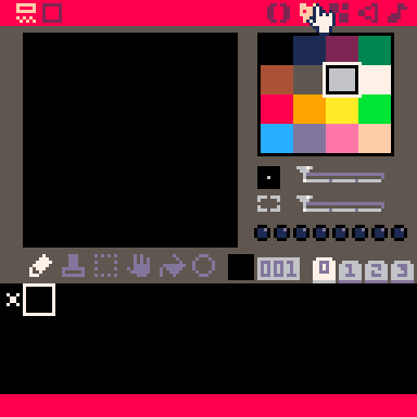 An animated GIF showing the pico-8 sprite editor in which I came up with a sprite very similar to the player ship in Astro Attack.