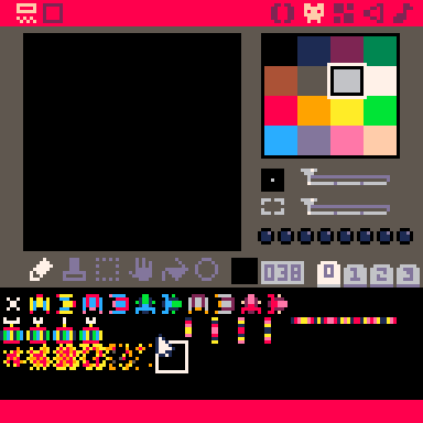 An animated GIF of the pico-8 sprite editor showing the consecutive frames of the explosion animation.