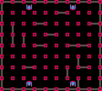 A GIF animation from Pico Attack showing four enemy ships moving randomly around the playfield.